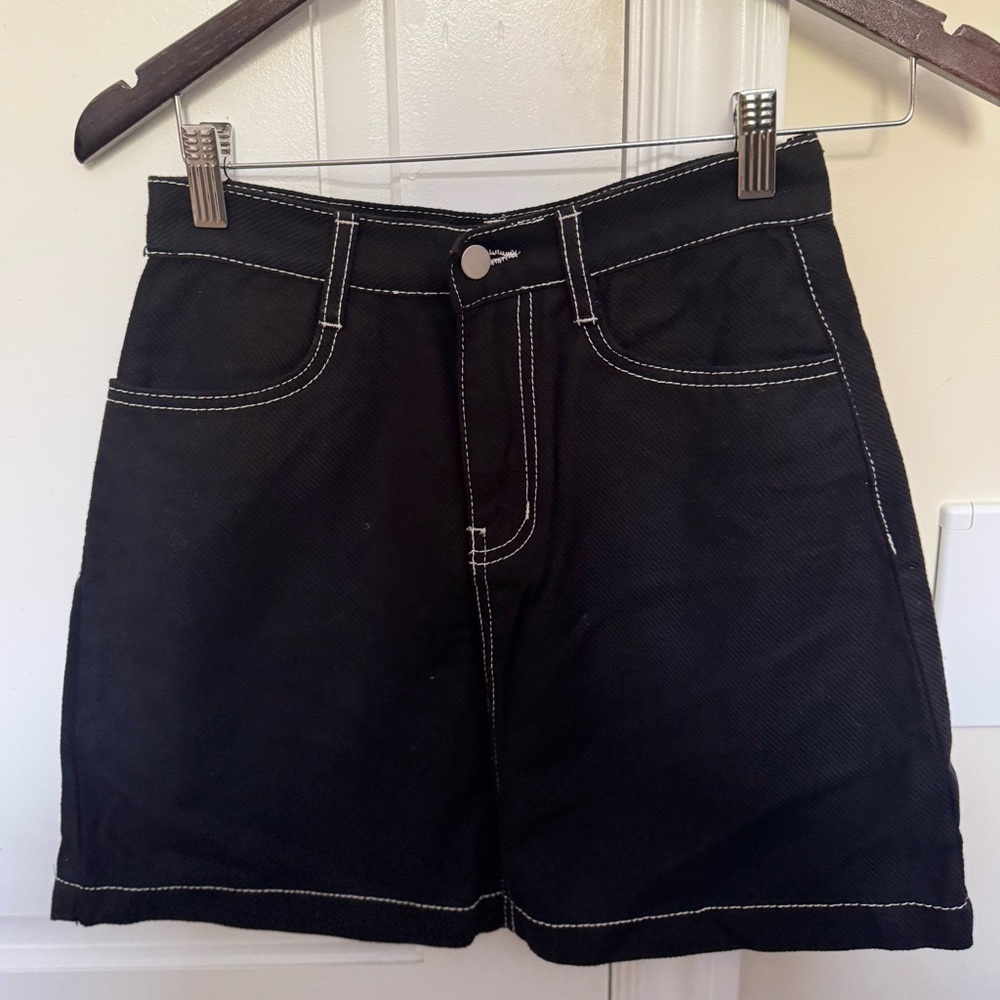 Frank & Oak 100% Cotton Black Denim Mini Skirt (M)
